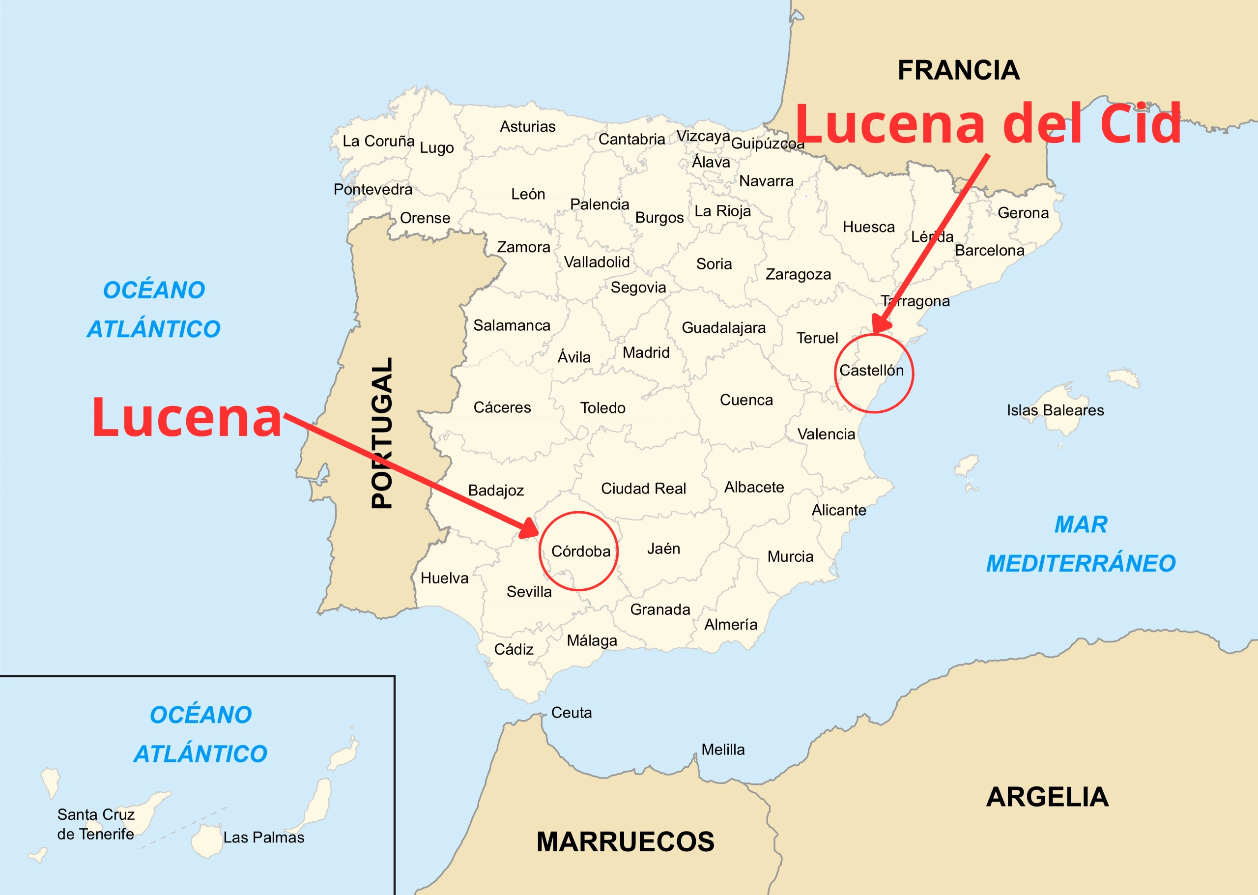 mapa de lucena y lucena del cid